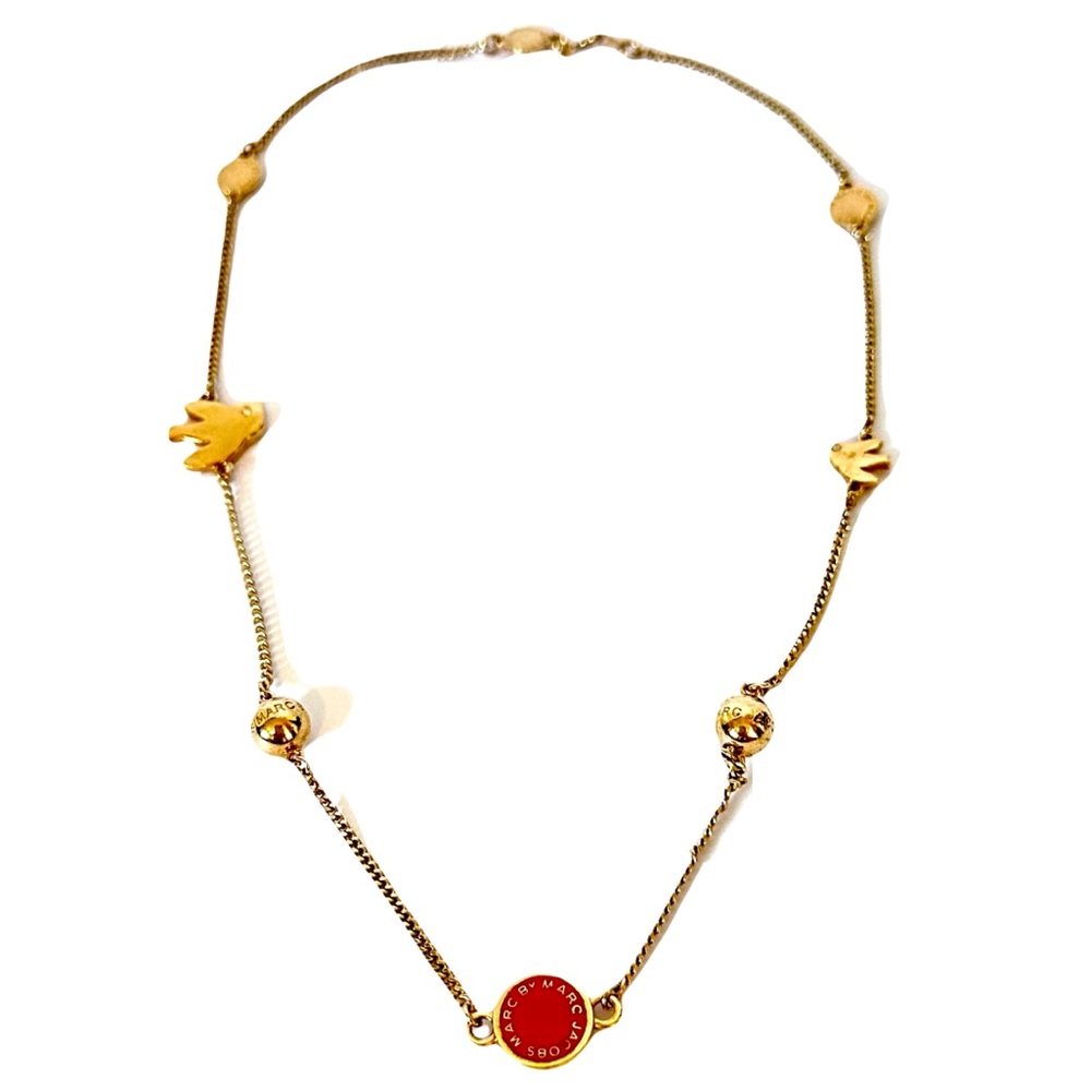 MARC BY MARC JACOBS Petal to the metal Free-bird Gold & Red Bib Necklace